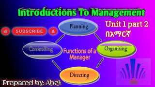 Managerial FunctionsIntroduction of management unit 1 part 2 ethioeducation abel managemetclass [upl. by Koller]