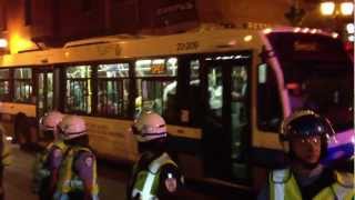 Bus remplis de manifestants menottés dans la rue St Dominique le 19 Mai 2012 à Montréal [upl. by Idarb]