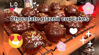 Chocolate glaze cupcakes new video 🧁🛑 [upl. by Conny]