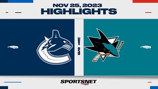 NHL Highlights  Canucks vs Sharks  November 25 2023 [upl. by Thordia]