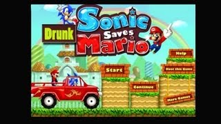 Sonic Saves Mario Game  Drunk Mario Needs To Get Home Free Online Game [upl. by Oaht]