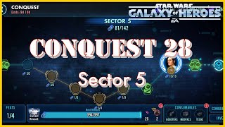 CONQUEST 28  Hard Sector 5 Feats w BOSS FEATS SWGOH [upl. by Nuawad]