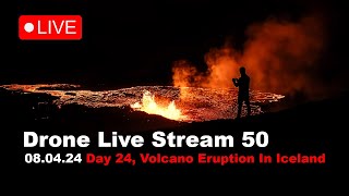 LIVE 080424 Day 24 Solar Eclipse amp volcano eruption in Iceland drone live stream [upl. by Dallon518]