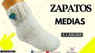 Zapato Media a dos Agujas para Bebes  Tejidos a Dos Agujas [upl. by Olney]