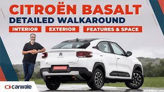 Citroen Basalt Walkaround  Exterior Interior Features amp Engine Options  Review Coming Soon [upl. by Adiraf]