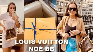 LOUIS VUITTON NOE BB BAG  UNBOXING AND REVIEW  HOW TO TREAT amp PROTECT VACHETTA LEATHER [upl. by Boor]