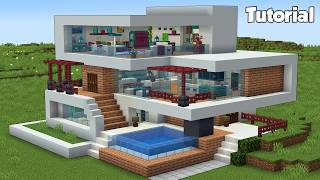 Minecraft How to Build a Modern House Tutorial Easy 42  Interior in Description [upl. by Nnazus]