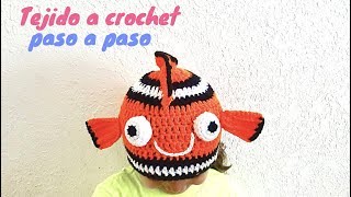 COMO TEJER GORRO A CROCHET DE PEZ PAYASO PASO A PASO [upl. by Halonna499]