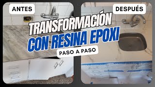 TRANSFORMACIÓN DE MESADA CON RESINA PASO A PASO [upl. by Elwood]