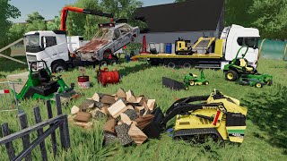 Tonte et nettoyage de jardin abandonné depuis 20 ans  Farming Simulator 22 Paysagiste [upl. by Brion]