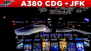 HiFly Airbus A380 Cockpit Paris CDG🇫🇷 to New York JFK🇺🇸 [upl. by Gothart]