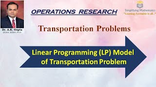 Formulation of LP Model of Transportation Problem [upl. by Heger]