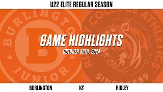 Game Highlights Burlington Jr Barracudas vs Ridley College Tigers [upl. by Lednyc]