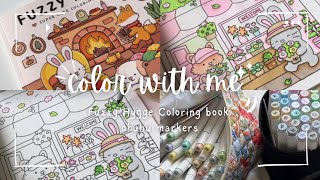 color with me coloring asmr  fuzzy hygge coloring book flower shop page ohuhu markers [upl. by Layman]