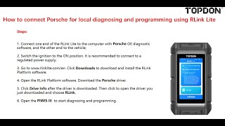 How to Use TOPDON Rlink Lite with Porsche Software OBDII365 [upl. by Odidnac]