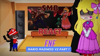 SMB React  FNF Mario Madness V2 Part 1  FNF Mod [upl. by Terti]