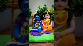 Shiv and parvati Clay art 🚩🙏 trendingshorts clayart hindugod [upl. by Yromem2]