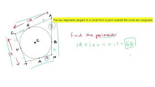 Tangent Theorem Circles  Finding Perimeter [upl. by Cocks]