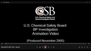 ChemicalExplosion CSB Investigates BP Explosion Animation Video Nov 2005 [upl. by Bridget]