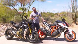 KTM Superduke 1290 R vs Ducati V4S Streetfighter THE ULTIMATE SHOWDOWN [upl. by Yrtsed125]