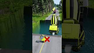 Mixer trucks vs massive water pit 13  carsvswaterpit doubleflatbedtrailertruckvsspeedbumps [upl. by Hsakiv]