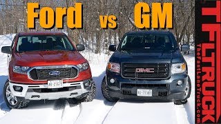 Whats the Best American Midsize Truck Ford Ranger FX4 vs GMC Canyon All Terrain [upl. by Aihtiekal168]