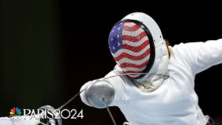 Anne Cebula triumphs over Italys Fiamingo in Olympic womens epee elimination  Paris Olympics [upl. by Etteuqaj]