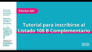 Tutorial para inscribirse al Listado 108 B Complementario [upl. by Hashimoto]