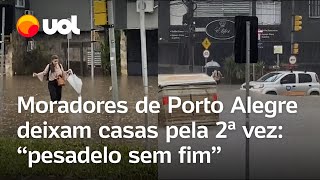 Moradores de Porto Alegre deixam casas pela 2ª vez ‘pesadelo sem fim’ [upl. by Idurt657]