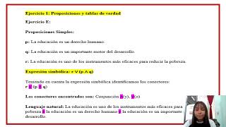 video explicacion ejercicio 1 Proposiciones y tablas de verdad [upl. by Nibot]