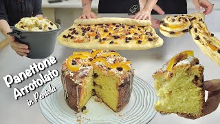 PANETTONE BRIOCHE ARROTOLATO veloce IN PENTOLA con MARMELLATA e NOCI [upl. by Trevor]