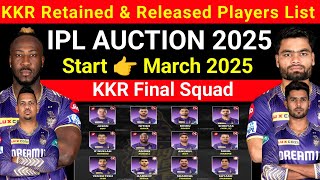 KKR Final Retained amp Released Players List  Kolkata Squad  IPL Auction 2025 [upl. by Asela]