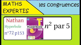 Terminale Maths ExpertesArithmétique et congruenceExercice 72 p 153 Nathan Hyperbole [upl. by Sirehc]