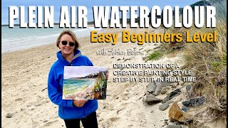 Plein Air Watercolour Easy Beginners Level Creative Painting Style Step by Step in Real Time [upl. by Dwight]