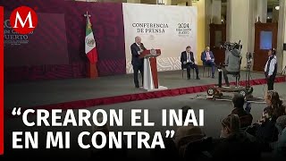 AMLO se lanza contra el INAI y dice que hace un ‘papelón’ sobre caso Amparo Casar [upl. by Porte]