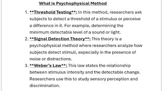 What at is Psychophysical Method in Experimental Psychology [upl. by Anelec]