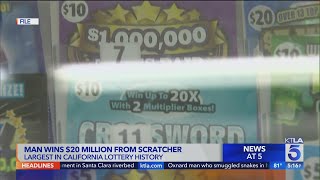 Man wins 20 million from scratcher largest in CA Lottery History [upl. by Louis401]