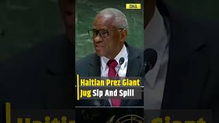 Haitian President Sips Water From Giant Jug At UNGA Spills It On His Suit Sparks Meme Fest  Viral [upl. by Adriano]