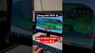 How to Draw Snake 🐍 in paint 🤩👌🏻  computer tricks paint trending [upl. by Greeley]