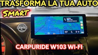 CARPURIDE W103 GPS Retrocamera vivavoce bluetooth Apple carplay Android auto Navigatore wireless [upl. by Eelan]