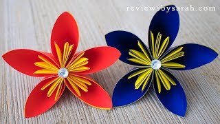 How to Make an Easy Origami Flower  DIY Tutorial for 5 Petal 6 Petals Folded Flowers Kusudama [upl. by Adnanref]