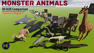 Monster Animal Size Comparison Updated  3D Animal Size Comparison 🦙🐪🐘🦖🐷 [upl. by Truman]