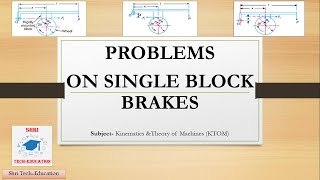 4 BRAKES  Solved Problems on Single Block or Shoe Brake Pivoted Block Brake amp Self locked Brakes [upl. by Doolittle]