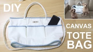 DIY Canvas Tote Bag for Summer sewingtimes [upl. by Odeen]