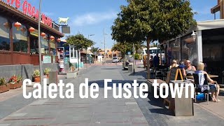 Walk around Caleta de Fuste town center main streets Fuerteventura shops bars restaurants [upl. by Lehman29]