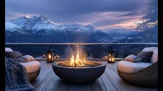 Cozy Outdoor Firepit Winter Ambience with Snowfall Sounds [upl. by Hagep]