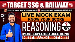 REASONING Mock Paper Explanation SET  7  Most Expected Questions For ALL SSC AND RAILWAY EXAMS [upl. by Shiller]