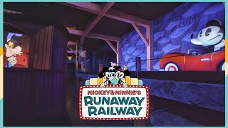 Mickey amp Minnies Runaway Railway  Full Line and Front Row  Disneyland 2023 [upl. by Ynaffital905]