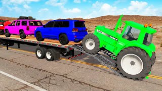 Flatbed Truck Mcqueen  Transportation with Truck  Pothole vs Car 32  BeamNGDrive [upl. by Trembly970]