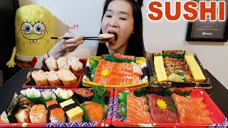 SUSHI BLOWOUT Salmon Nigiri Sushi Salmon Sashimi Sushi Rolls  Japanese Food amp Seafood Mukbang [upl. by Toile]